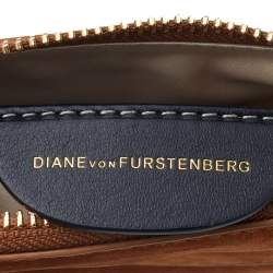 Pre Owned Diane von Furstenberg Brown Nubuck Leather Wristlet Pouch