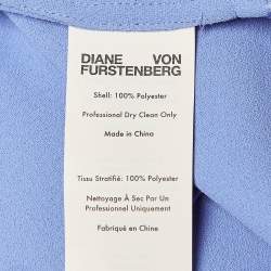Pre Owned Diane Von Furstenberg Blue Crepe Draped Addison Dress L