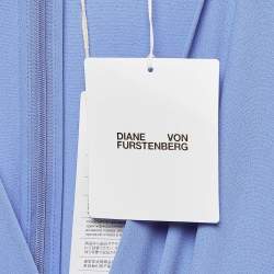 Pre Owned Diane Von Furstenberg Blue Crepe Draped Addison Dress L