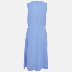 Pre Owned Diane Von Furstenberg Blue Crepe Draped Addison Dress L