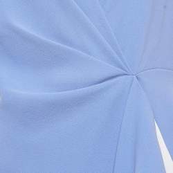 Pre Owned Diane Von Furstenberg Blue Crepe Draped Addison Dress L