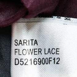 Pre Owned Diane Von Furstenberg Burgundy Sarita Flower Lace Shift Dress S