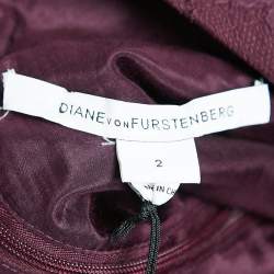 Pre Owned Diane Von Furstenberg Burgundy Sarita Flower Lace Shift Dress S