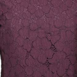 Pre Owned Diane Von Furstenberg Burgundy Sarita Flower Lace Shift Dress S
