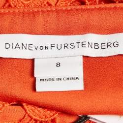 Diane Von Furstenberg Orange Tiana Guipure Midi Dress M