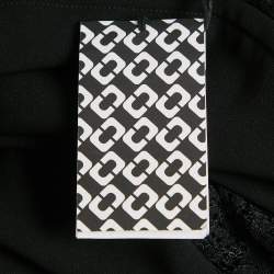 Pre Owned Diane Von Furstenberg Black Lace Trim Chiffon Lavana Dress M