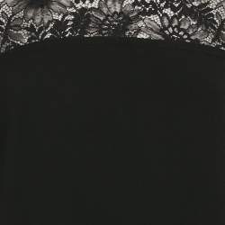 Pre Owned Diane Von Furstenberg Black Lace Trim Chiffon Lavana Dress M