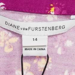 مملوكة مسبقًا Diane Von Furstenberg  Magenta Pink Floral Print Silk New Jeanne Two Wrap Dress XL