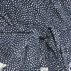 Pre Owned Diane Von Furstenberg Navy Blue Wool Blend and Knit Dream Dot Mid Jewel Wrap Dress XL