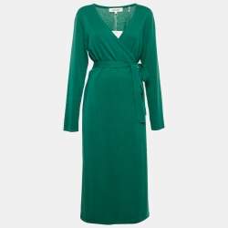 Diane Von Furstenberg Fall Green Wool Blend Astrid Dress L