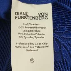Pre Owned Diane Von Furstenberg Klein Blue Lace Overlay Tailored Pencil Skirt M