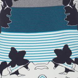 Pre Owned Diane Von Furstenberg Navy Blue/White Knit Jalen Dress S