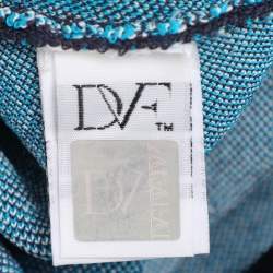 Pre Owned Diane Von Furstenberg Navy Blue/White Knit Jalen Dress S