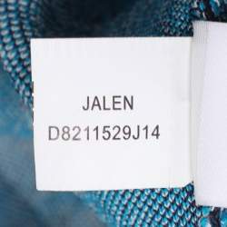 Pre Owned Diane Von Furstenberg Navy Blue/White Knit Jalen Dress S