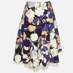 Pre Owned Diane Von Furstenberg Multicolor Printed Canvas Adella Midi Skirt M