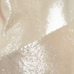Pre Owned Diane Von Furstenberg Champagne/Pink Paneled One Shoulder Dress S