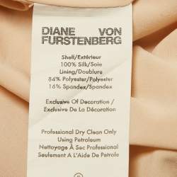 Pre Owned Diane Von Furstenberg Champagne/Pink Paneled One Shoulder Dress S