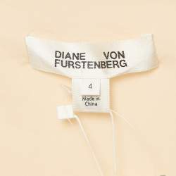 Pre Owned Diane Von Furstenberg Champagne/Pink Paneled One Shoulder Dress S