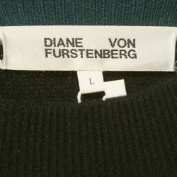 Pre Owned Diane Von Furstenberg Black Wool Blend Rhylee Sweatshirt L