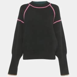 Pre Owned Diane Von Furstenberg Black Wool Blend Rhylee Sweatshirt L