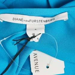 Pre Owned Diane Von Furstenberg Blue Silk Nancy Blouse S