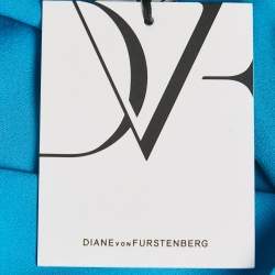 Pre Owned Diane Von Furstenberg Blue Silk Nancy Blouse S