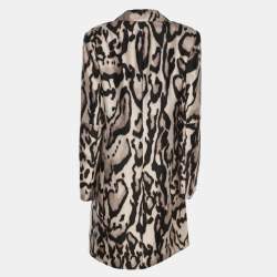 Pre Owned Diane Von Furstenberg Brown/Beige Leopard Print Wool Coat M
