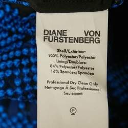 مملوكة مسبقًا Diane Von Furstenberg Black /Blue Embroidered Mesh Overlay Tailored Pencil Skirt XS