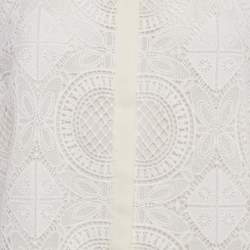 Pre Owned توب ديان فون فرستنبرغ "لاكِن" بدون أكمام من الحرير والدانتيل العاجي مقاس متوسط (ميديم)