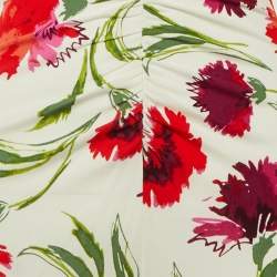 Pre Owned فستان جيرسي فلورال مطبوع أبيض "جيم" دايان فون فورستنبرغ ميدي مقاس صغير جداً