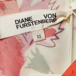 Pre Owned فستان جيرسي فلورال مطبوع أبيض "جيم" دايان فون فورستنبرغ ميدي مقاس صغير جداً