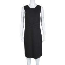Pre Owned Diane Von Furstenberg Black Jersey Evita Sleeveless Shift Dress M