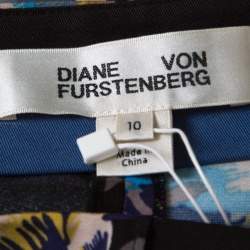 Pre Owned Diane Von Furstenberg Black Floral Printed Benton High Waist Skinny Pants L