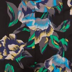 Pre Owned Diane Von Furstenberg Black Floral Printed Benton High Waist Skinny Pants L