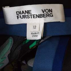 Pre Owned Diane Von Furstenberg Black Floral Printed Benton High Waist Skinny Pants L