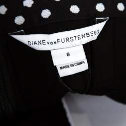 Pre Owned Diane Von Furstenberg Black Dotted Wasitband Detail Elsa Skirt M