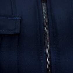 Diane Von Furstenberg Navy Blue Satin Alexander Bomber Jacket XS