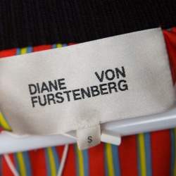 Diane Von Furstenberg Navy Blue Satin Alexander Bomber Jacket S