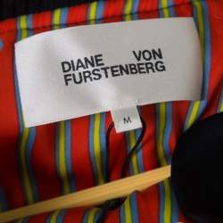 Pre Owned Diane Von Furstenberg Navy Blue Satin Alexander Bomber Jacket M