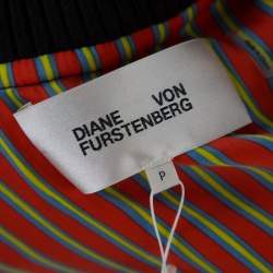 Pre Owned Diane Von Furstenberg Navy Blue Satin Alexander Bomber Jacket XS