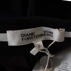 Pre Owned Diane Von Furstenberg Black Wool Cigarette Pants S
