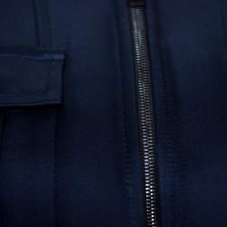 Pre Owned Diane Von Furstenberg Navy Blue Satin Alexander Bomber Jacket M