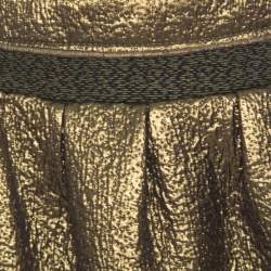 Pre Owned Diane Von Furstenberg Metallic Gold Gathered Addie Jacquard Mini Skirt M