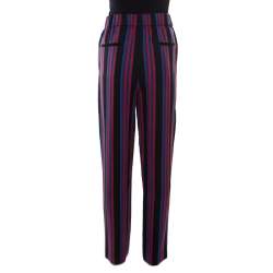 Diane Von Furstenberg Multicolor Striped Elasticized Waist Soft Trousers M