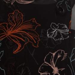 Pre Owned Diane Von Furstenberg Black Fenelon Print Silk Wrap Top L