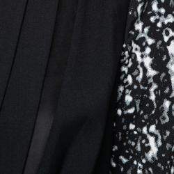Pre Owned Diane von Furstenberg Black Crepe Jacquard Paneled Olena Jacket M