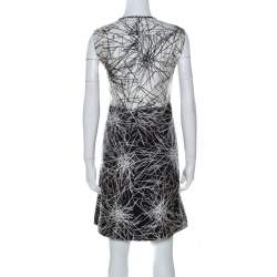Pre Owned Diane von Furstenberg Monochrome Printed Wool and Silk Blend Madyson Dress L