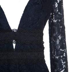 Pre Owned Diane Von Furstenberg Midnight Blue Lace Long Sleeve Viera Dress M