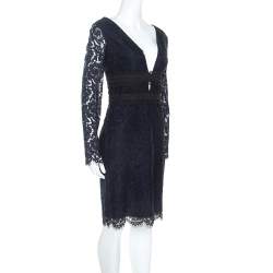 Pre Owned Diane Von Furstenberg Navy Blue Lace Viera Cocktail Dress M