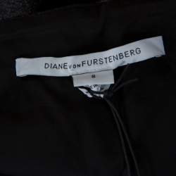 Pre Owned Diane Von Furstenberg Black Textured Contrast Hem Elley Mini Skirt M
